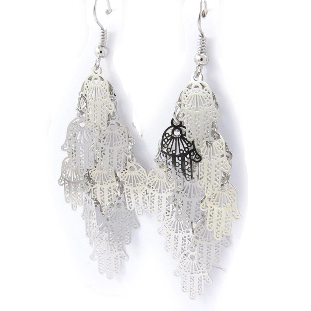 Les Trésors De Lily [J9481] - Silver 'Fatma' Designer Earrings