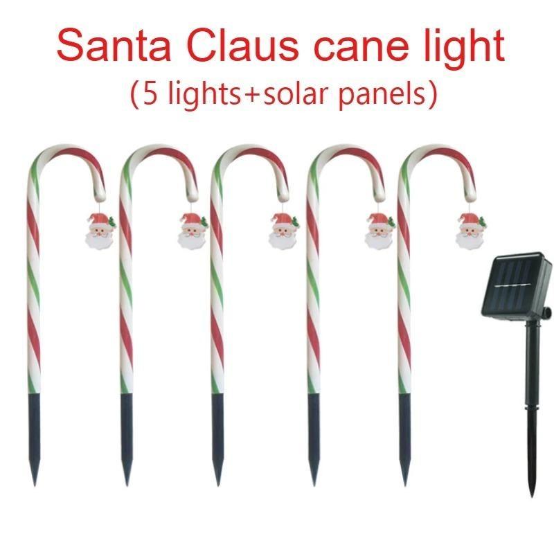 Festive Solar LED Candy Cane Pathway Lights For Outdoor Cane Cru-tch Christmas Garden LED Christmas courtyard garden decorative lawn lights