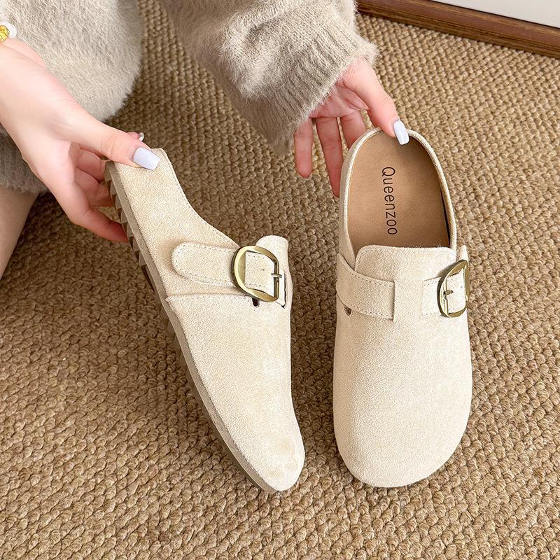 Retro thick-soled inner heightening bag head Birken slippers women's outer wear 2025 autumn new one-pedal Birken shoes half drag