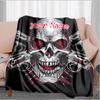 1PC Custom Name Skull Guns Artwork Flannel Blankets Patterns Throw Blanket All-Season Soft Gift for Couch, Bed, Camping Gifts
