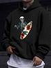 American European Style Unisex Fall Winter Print Hoodie Long Sleeve Sweatshirt, Skull Surfboard Floral Hooded Print Sweatshirt, Dark Cool Style, Hardc