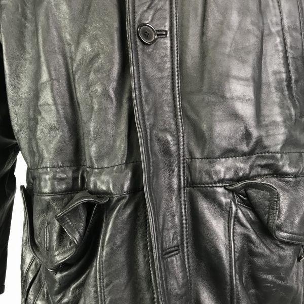 Sheep Leather Jacket Coat Outerwear/Men’s Size M/Black/Quilted Lining, Brand Unknown(USED)