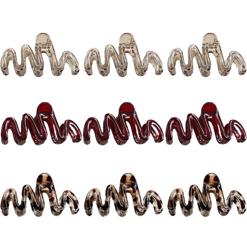 Large Acrylic Hair Clip Women Wavy Amber Premium Shark Clip Simple Versatile Hair Accessories