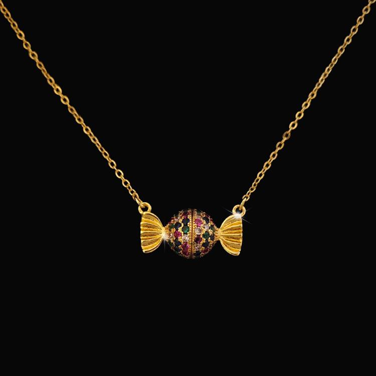 

Niche Design Магнитная подвеска в виде разноцветной конфеты с инкрустацией бриллиантами, летнее ожерелье из нержавеющей стали с магнитной цепочкой на ключицу