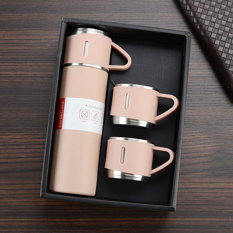 Sada dárkových krabiček 500 ml baňka se 2 šálky, dvouvrstvá nerezová vakuová termoska na kávu, cestovní hrnek na vodu, čajový infuzér Taza