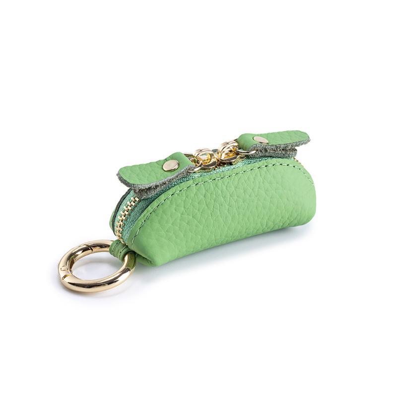Mini Leather Coin Purse Soft Water-resistant Zipper Pouch with Key Ring Compact Card Holder for Men Women Outdoor