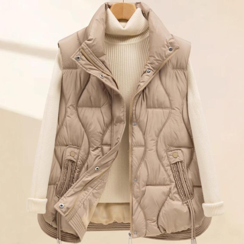 Autumn and winter new vest women's loose stand-up collar thickened down cotton jacket vest cotton vest trendy