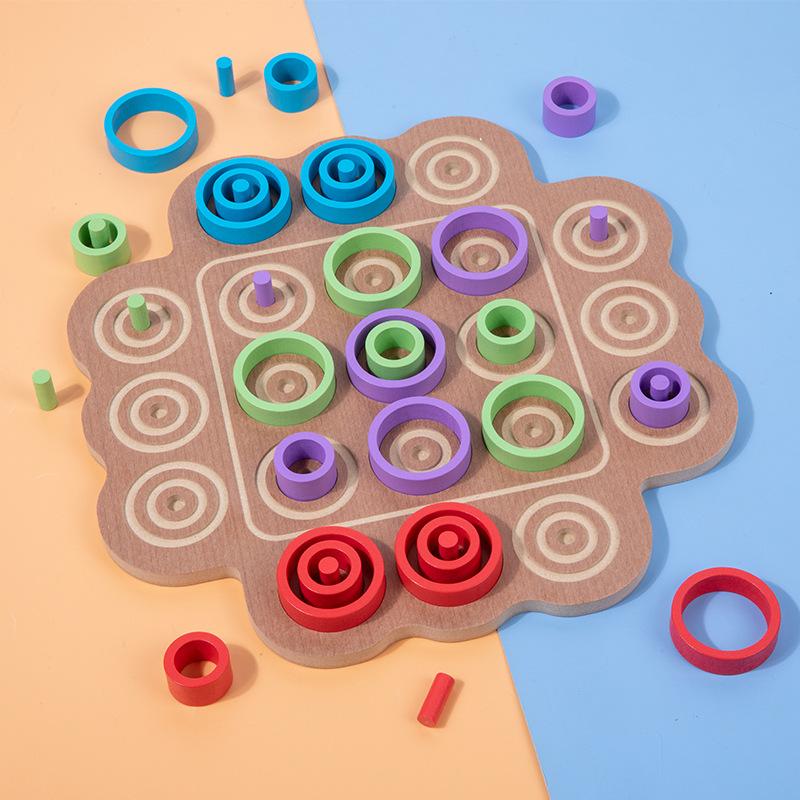 Interesting Toys Fun Circle Chess Parent-Child Interactive Battle Game Early Childhood Education Wooden Logical Thinking Training Educational Toy