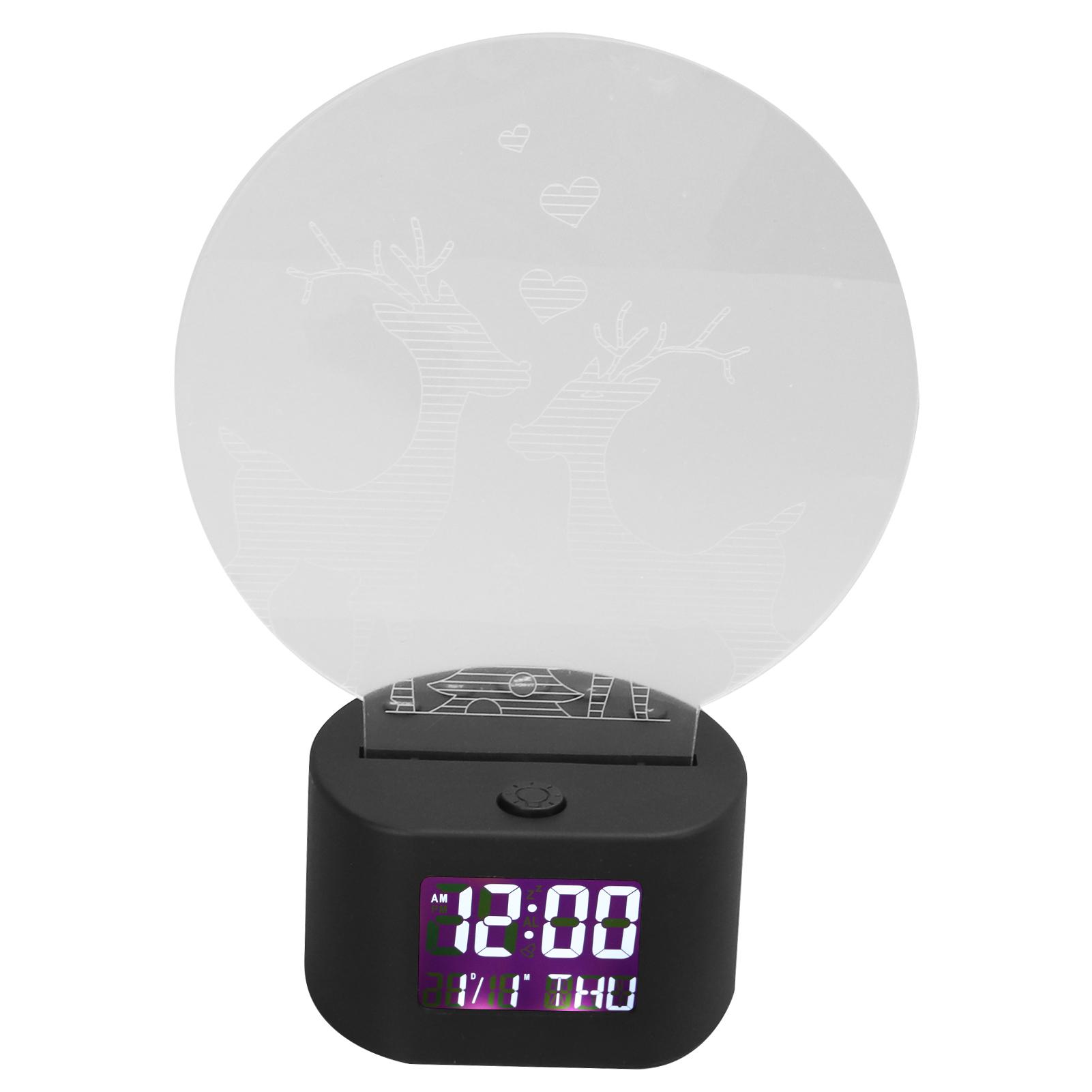 

Светодиодный ночник-будильник 3D дизайн лося Цветная функция затемнения 9 мелодий Акриловый ночник