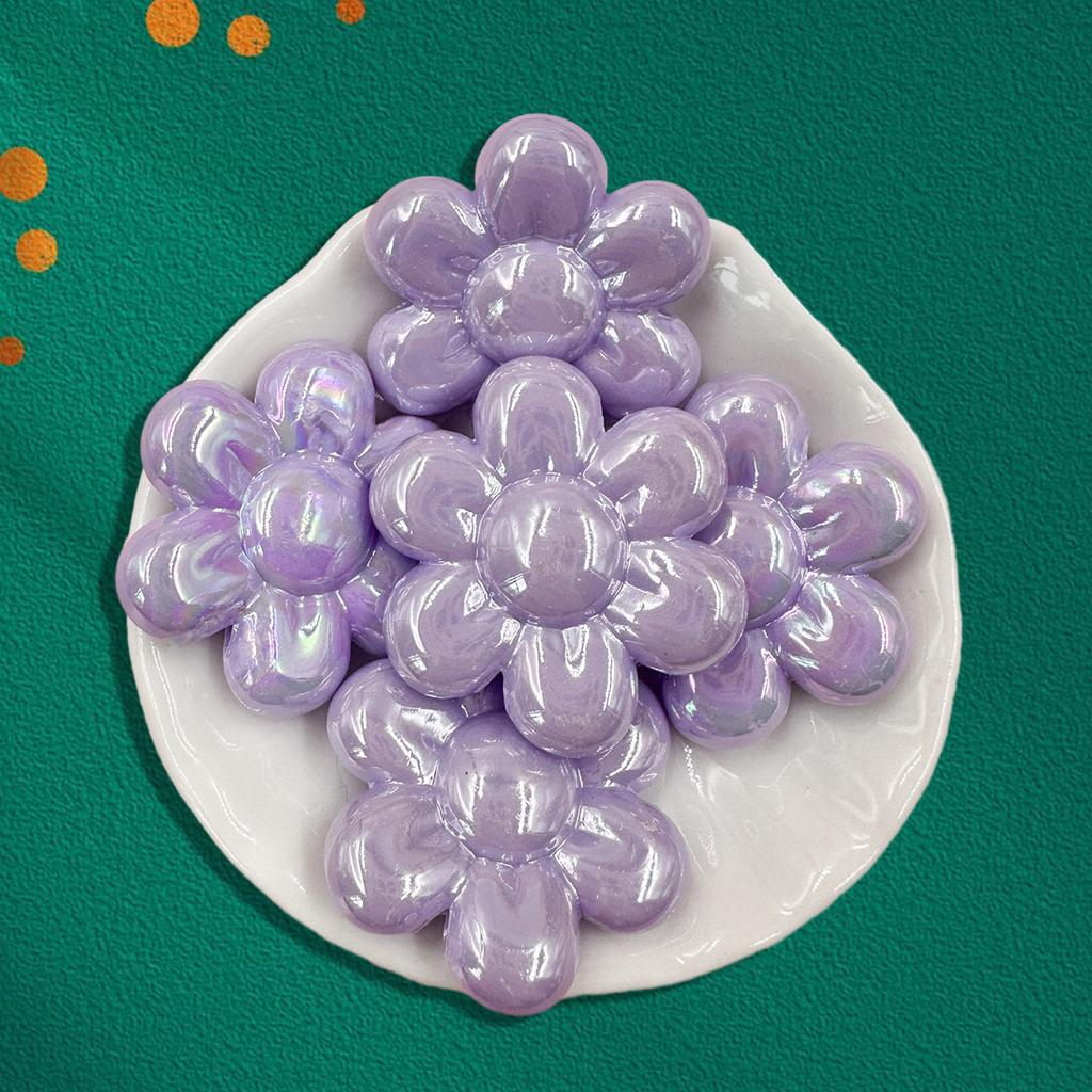 5Pcs 31.3mm Loose Beads Charms DIY Handcrafted Flower Shape Jewelry Accessories Beading Sunflower Beads Acrylic For Jewelry Making With Hole