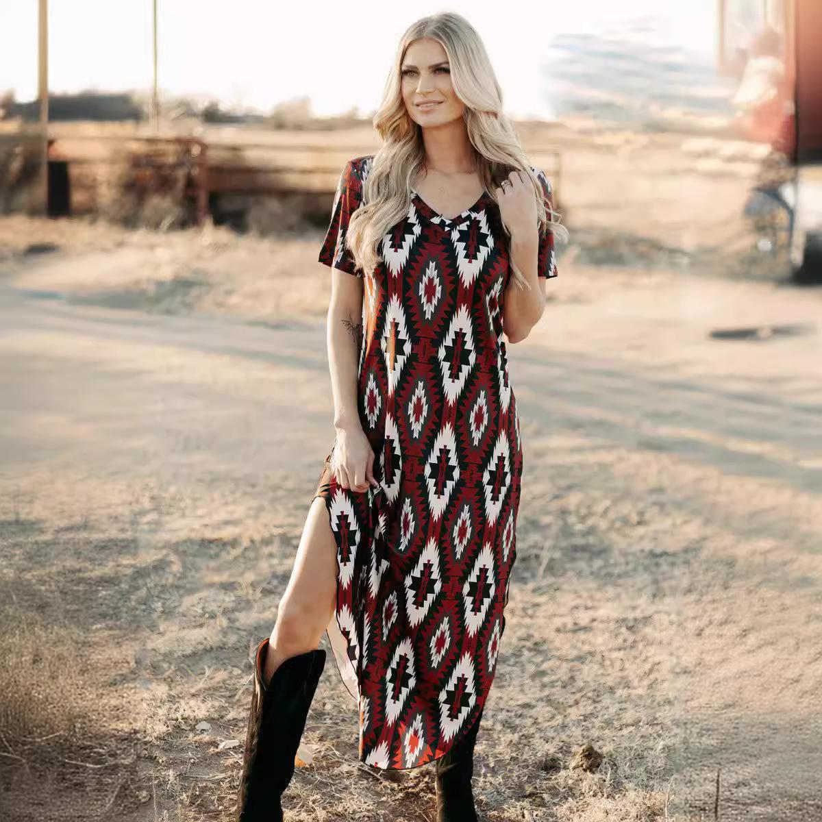 

Платье с цветочным принтом, женское весенне-осеннее платье с V-образным вырезом и коротким рукавом, свободное шикарное платье с принтом, S-XXL XXL