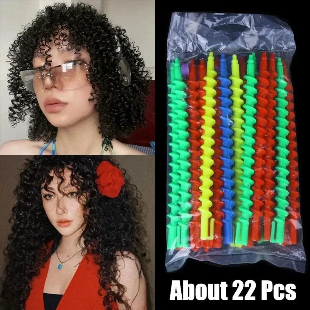 20Pcs Set Heatless Curls Mixed Color Spiral Hair Styling Tools Random Curling Rods for Cold Perming Suitable for Hair Salons