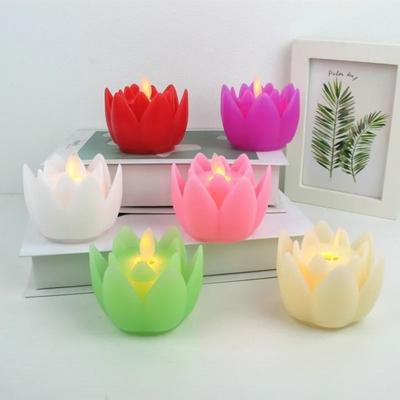 Home Decor Plastic Lotus Lamp Colorful Creative LED Night Light Exquisite Flickering Electronic Candle Lamp Temple