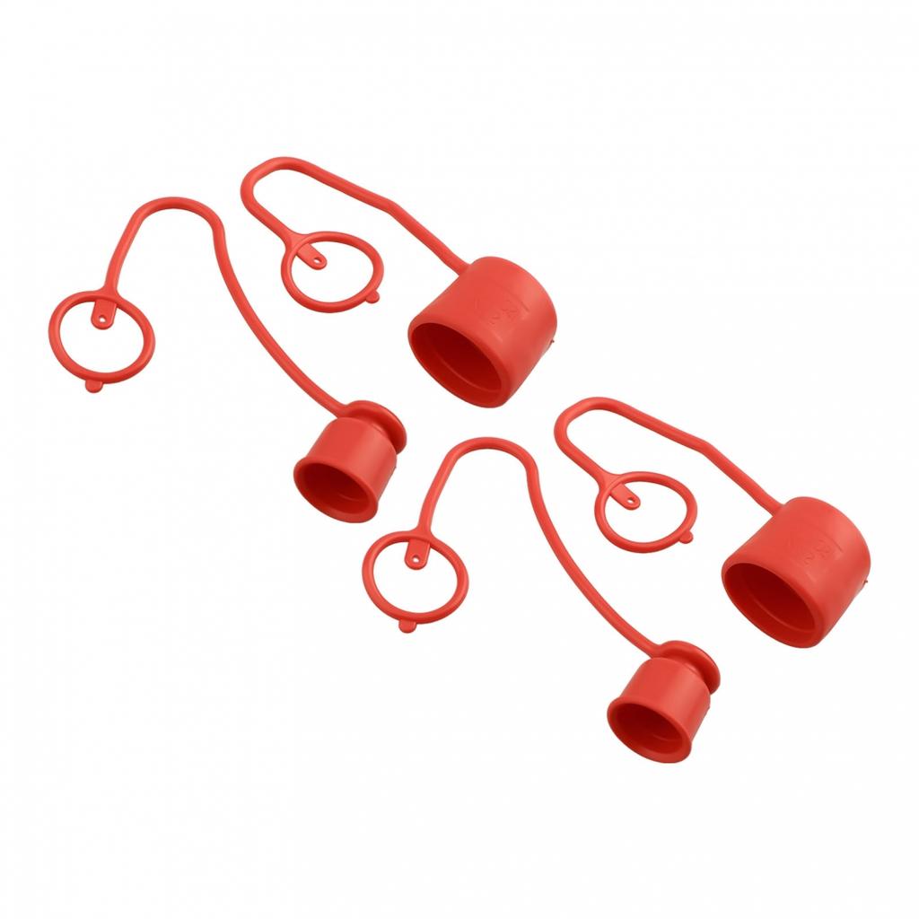 Weatherproof For Hydraulic Coupler Dust Covers 2 Sets Flat Face Red Color