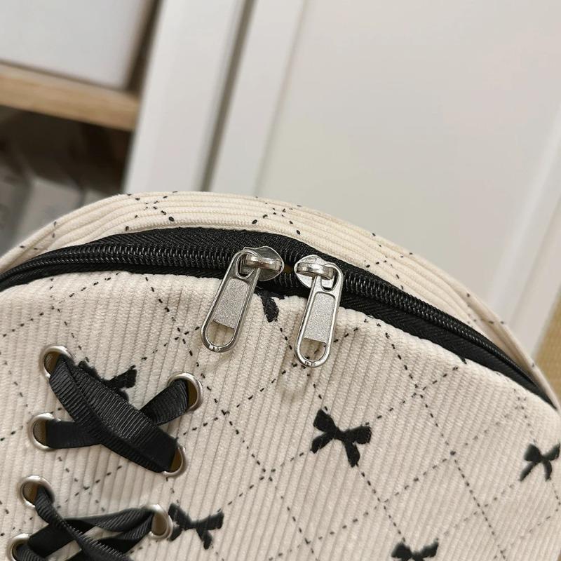 Χαριτομένο Σακίδιο από Κορδουάνι με Σχέδιο Φιόγκου Καθημερινό Casual Σακίδιο για Γυναίκες Ελαφρύ Σχέδιο με Κορδόνια Ιδανικό για Σχολείο Ταξίδια Μετακίνηση και Μοδάτες Εμφανίσεις