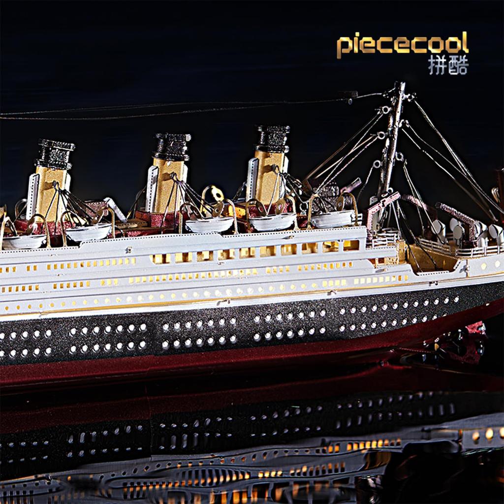 Piececool 3D Titanic British Luxury Liner Metallic Nano Puzzle Assembly Required Glue Difficulty 4 Stars Adult Item Puzzle - - - (No Needed) - Level
