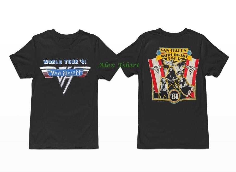 Van Halen Vintage Tour T-Shirt 1981 World 1984 Concert Band Tee 90s Rock L