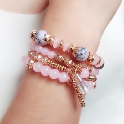 5 Pezzi Bracciali da Donna Cristallo Finto Liscio Multi Ciondolo Gioielli Stile Retrò Bohemien