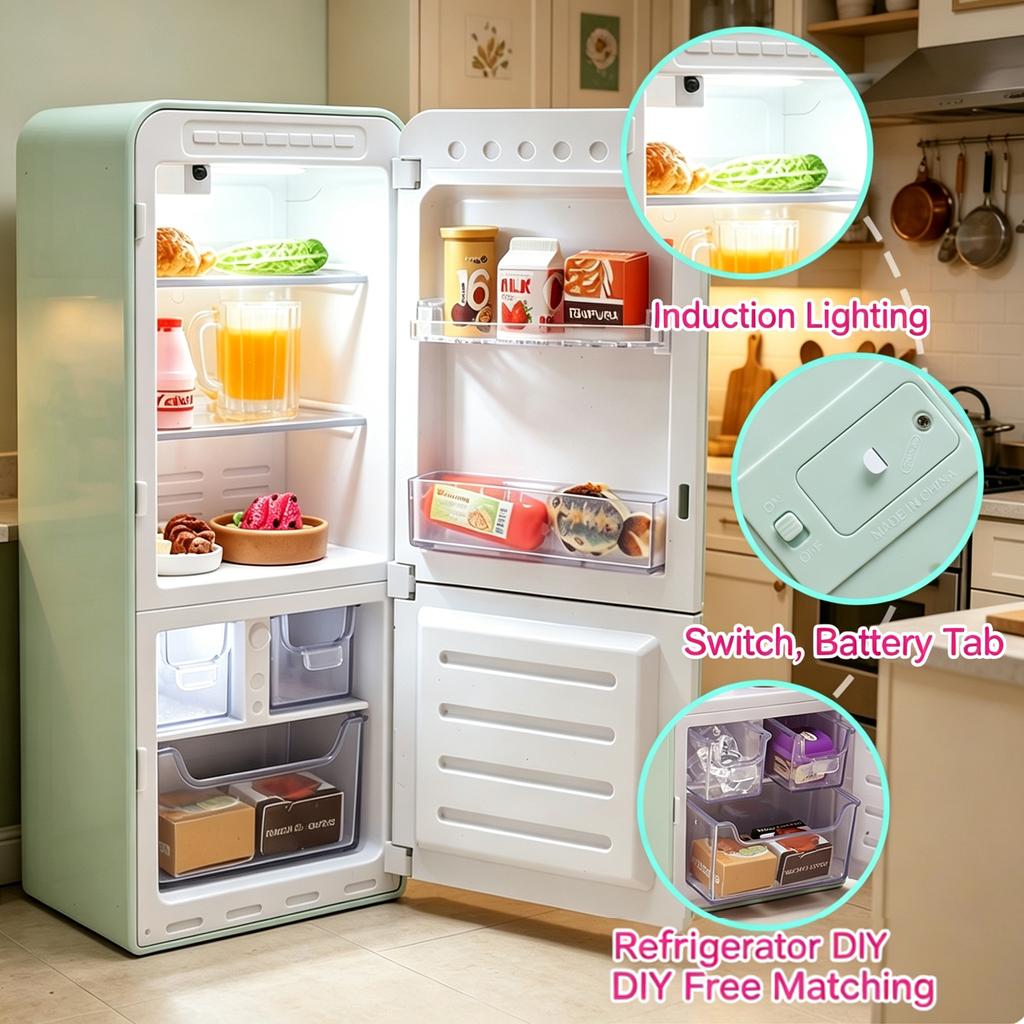 Tiny Little Play World Mini Fridge Blind Box Toy Set | Random Mini Food Models, Micro Table Chair Pretend Play,Creative Capsule