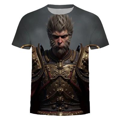 Men Oversized Smooth WuKong Series Loose T-shirt Street Wear Top Black Fairy Summer 3D Print T-shirts