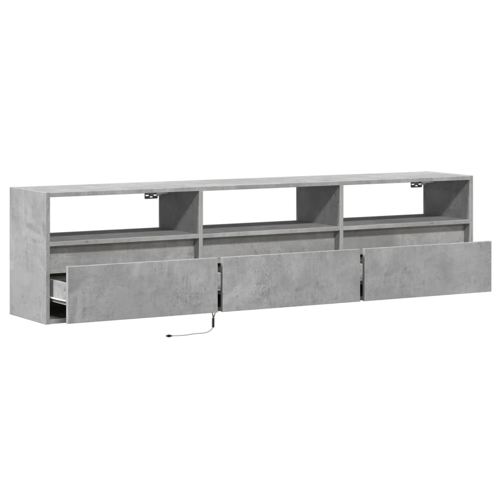 Wall Mounted TV Cabinet with RGB LED Lighting Concrete Grey 180 x 31 x 45 cm