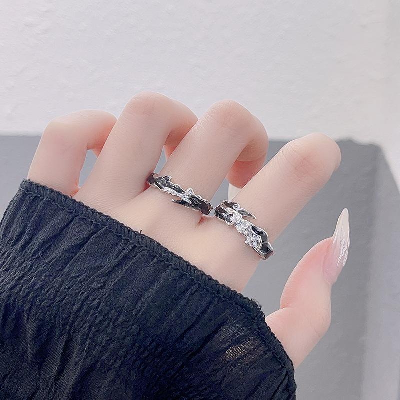 Dark Ring, Men'S And Women'S Cold Wind, Personalized Sterling Silver Couple Pair Ring, Niche Design, High-End Open Ring