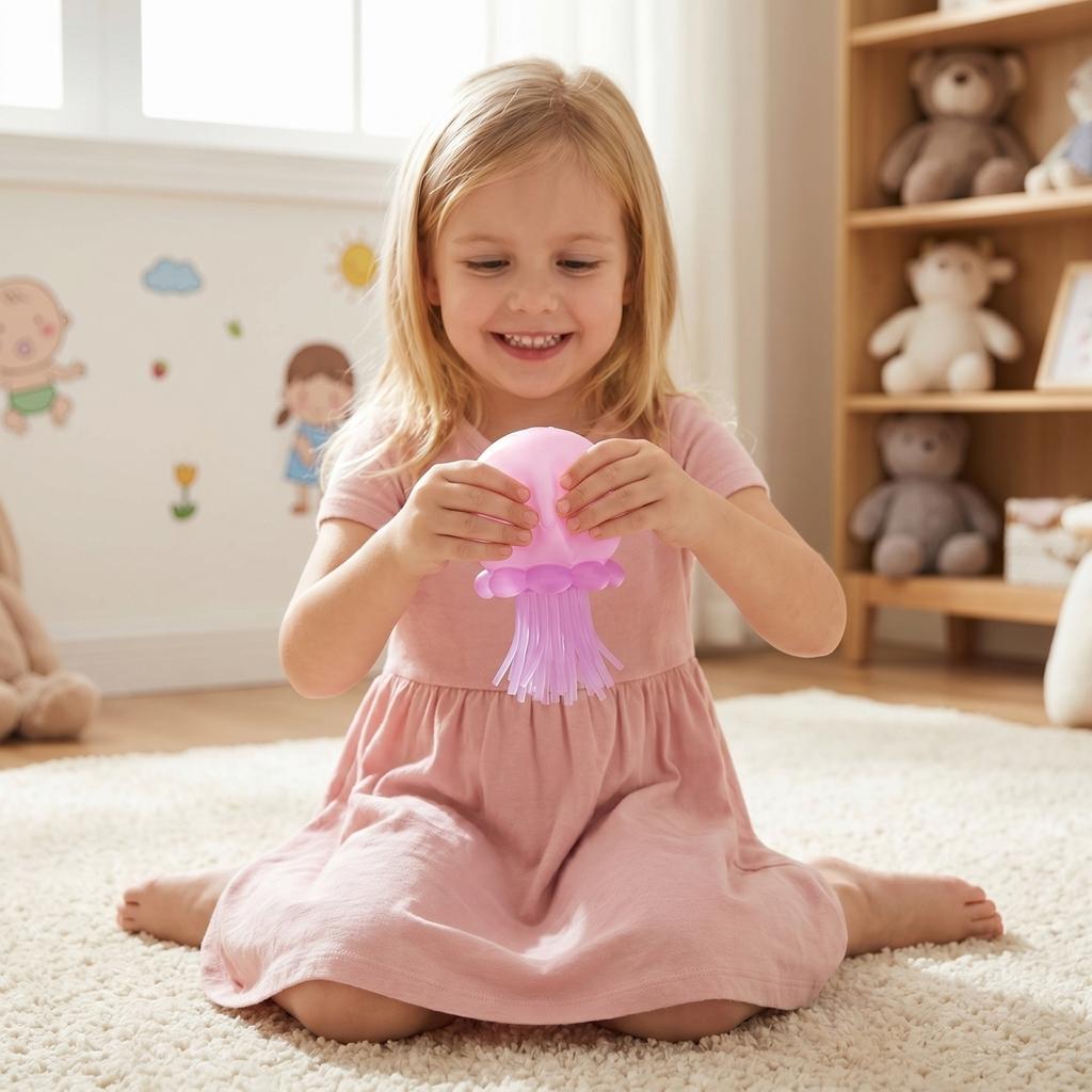 Simulated Jellyfish Squeeze Toy for Stress Relief Soft Tactile Sensory Fidget Decoration for Desk Office Home Classroom Play Therapy