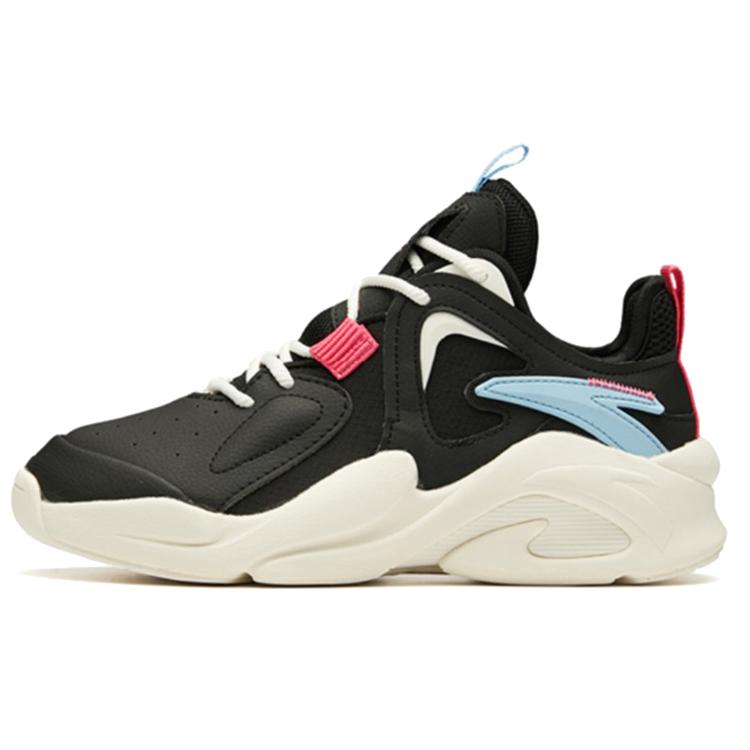 New Anta Bastard Peak Cushioned Slip Resistant Abrasion Resistant Low Top Chunky Sneakers Women's Black White 122018088-2