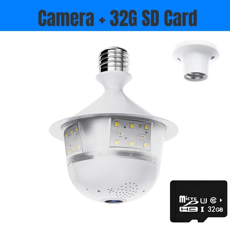 Bezpečnostní kamera v žárovce WiFi, Plnobarevné noční vidění, Obousměrná hlasová komunikace, Bezdrouhlé automatické sledování, 360° panoramatický rybí oko, Vnitřní IP CCTV kamera