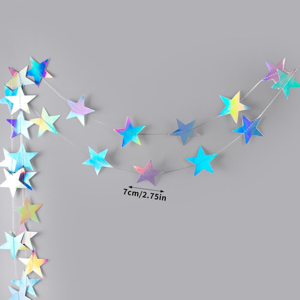 Laser Silver Moon Star Garland Banner Bedroom Wall Hanging Ornament Aldut Kids Birthday Party Decoration Banner Wedding Supplies