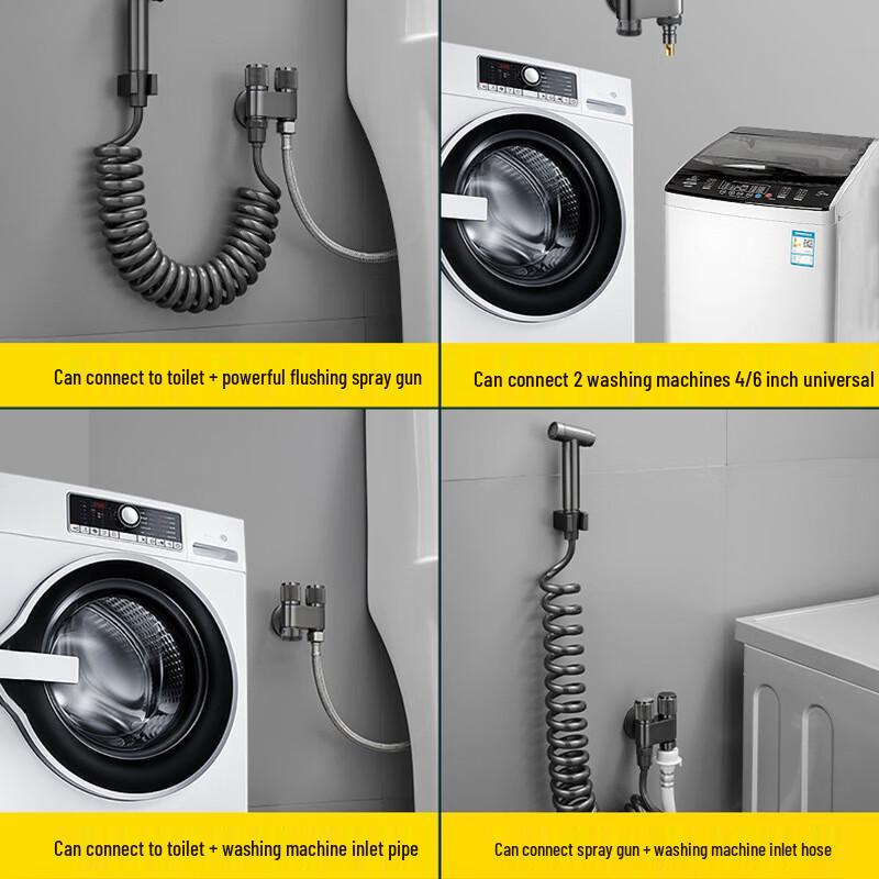 HuiJia Quick-Connect Washing Machine Faucet with Stop Valve