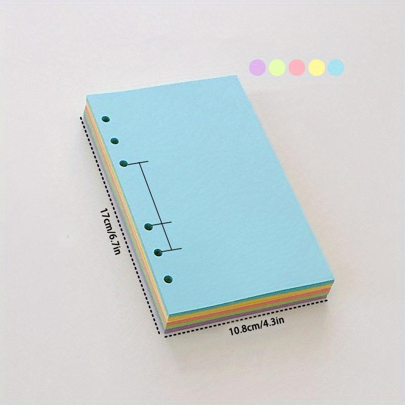 100sheets Blank Colored A6 6-Hole Loose-leaf Paper, Refill Paper, Ring-bound Paper, Punched Paper