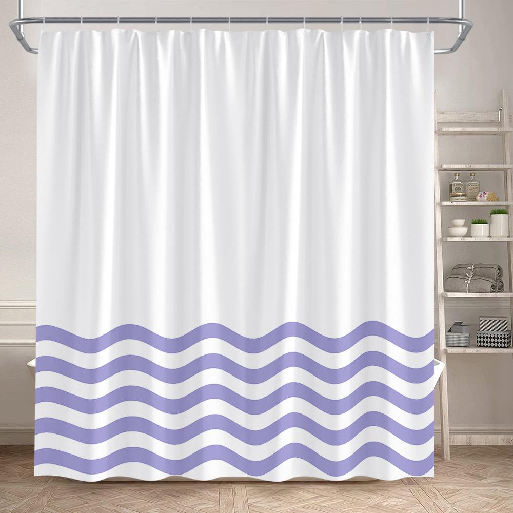 Czarno-biała Pasiasta Falista Zasłona Prysznicowa Kreatywny Geometryczny Wzór Liniowy Nowoczesne Minimalistyczne Zasłony Łazienkowe Tkanina Wystrój Domu