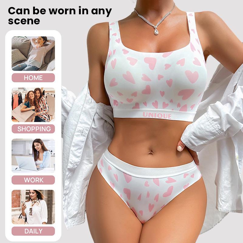 Spicy Girl Leopard Bikini Lingerie Set: Seamless Sport Bra & Cute Panties