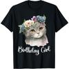 Birthday Girl Birthday Party Woman British Shorthair Cat T-Shirt