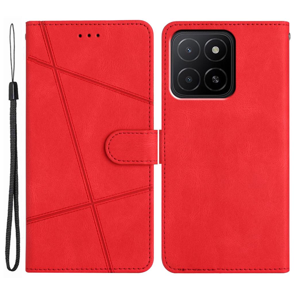 Für Honor X6c 4G Brieftasche Hülle Liniengeprägtes Hautgefühl Leder Klapphandyhülle