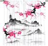 Moderne Japanische Vorhänge Glückskatze Berg Fuji Kirschblüten Traditionelles Muster Dekor Vorhänge für Schlafzimmer Wohnzimmer