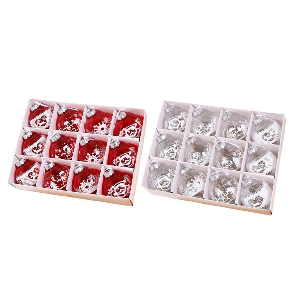 12PCS 8cm Electroplated Christmas Hanging Balls Shatterproof Xmas Tree Pendants  Party Favors