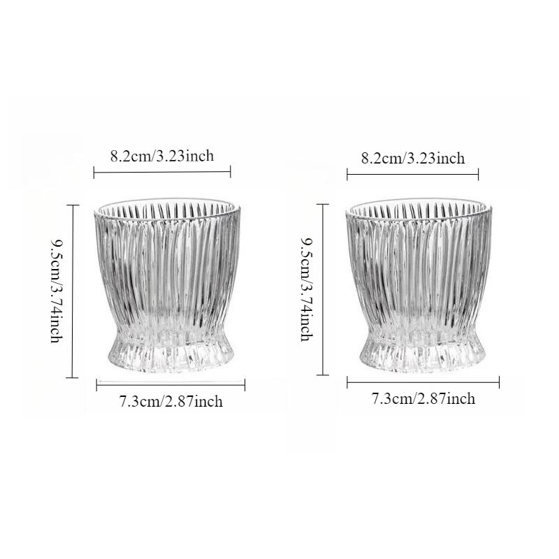 

Ins-style Glass Cups Household Small Slender Waist Striped Water Cups Simple Milk Beverage Cups Birthday Present Wine Glasses 2pcs