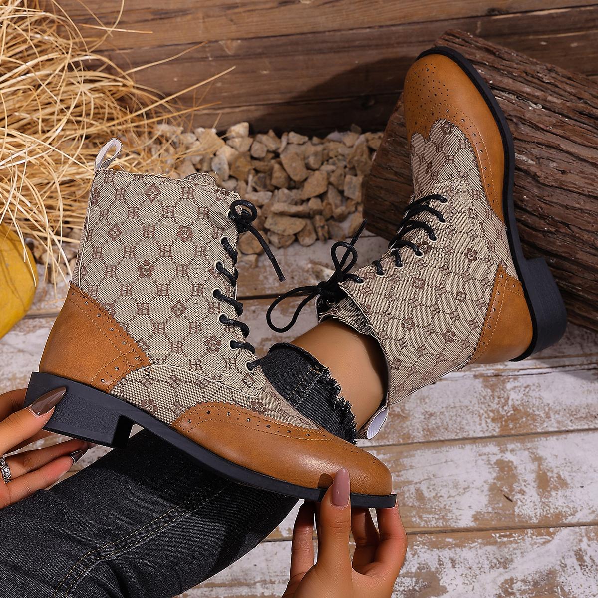 Winter Herfst Dames Enkellaarsjes Open Teen Grote Maat Retro Laarzen Dames Veterschoenen Comfortabele Schoenen Dames Outdoor Comfortabele Schoenen 36 black
