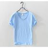 Men's Cotton V-neck T-shirt Summer Short Sleeve