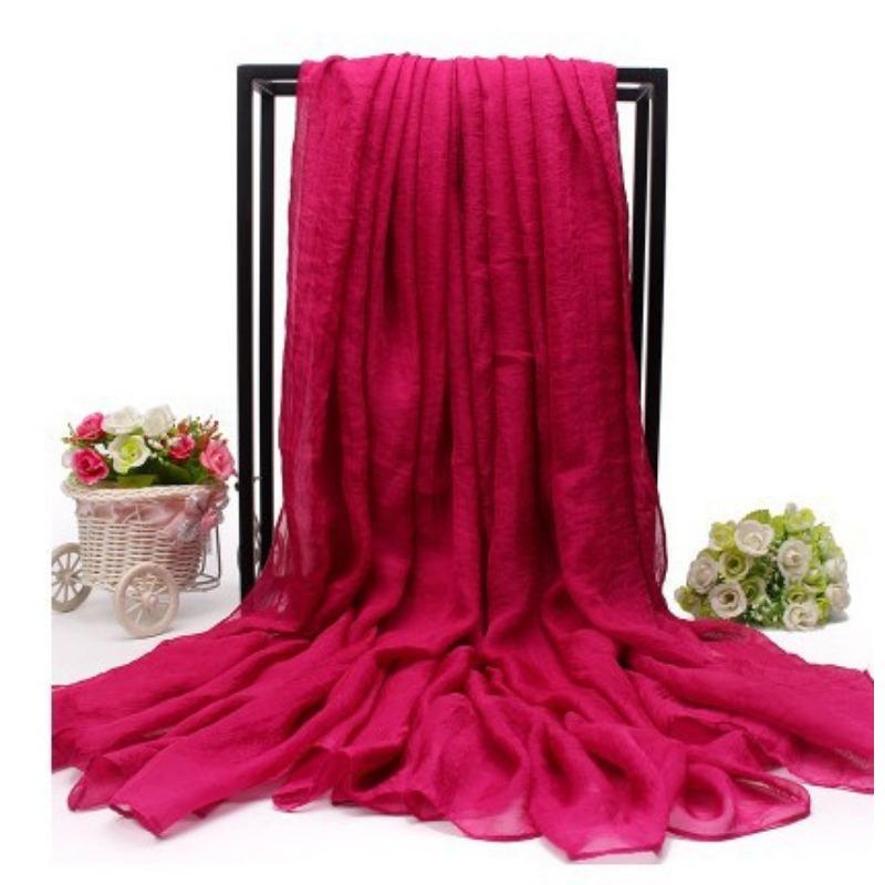 Extra Large Imitation Silk Scarf Solid Color Silk Scarf Seaside Beach Towel Long Spring and Autumn Women's Gauze Scarf Chiffon Scarf Women