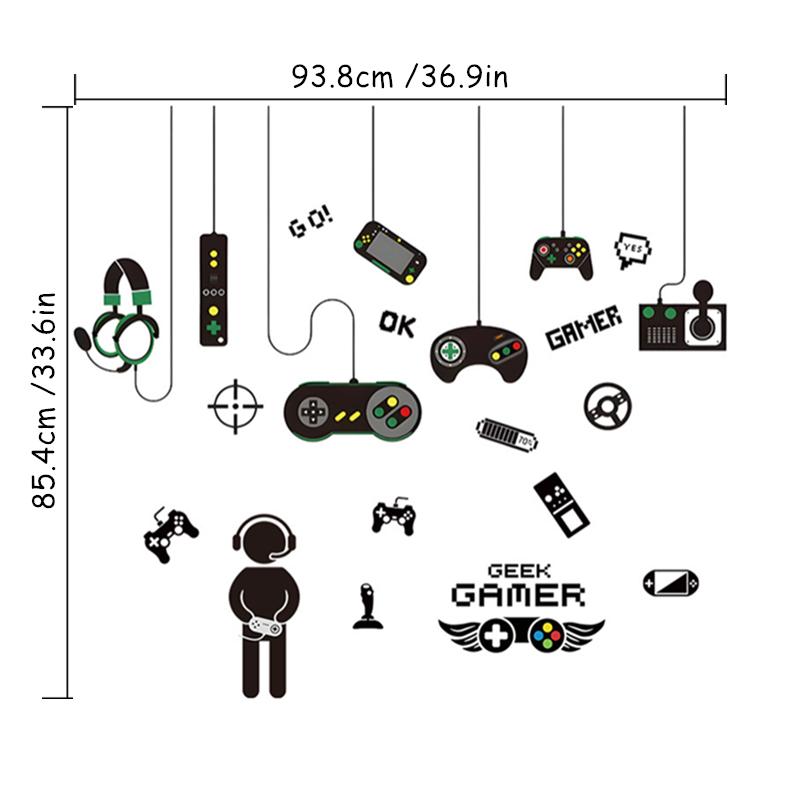 Watercolor E-Sports Gamer Console Vinyl Wall Stickers For Home Decoration Kids Bedroom Boy Gaming Room Anime Puzzle Game Poster