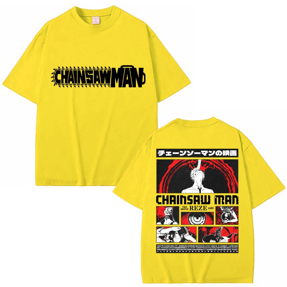 90s Japanese Anime Chainsaw Man Graphic T Shirt Men Women Fashion Vintage Cartoon Tshirt Oversized Cotton Summer T-shirts