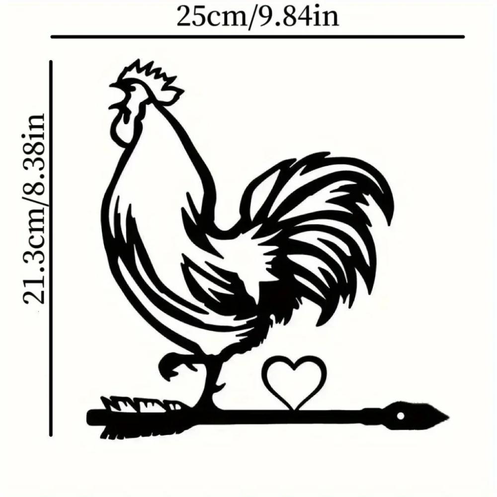 HelloYoung Elegant Rooster: Steel Silhouette Wall Art.Charming Rooster On Branch: Metal Wall Art for Home & Garden.