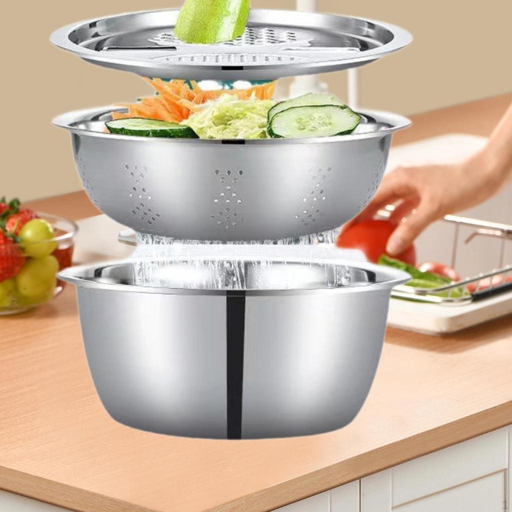 3 in 1 Colander and Drain Basin for Rice Vegetables