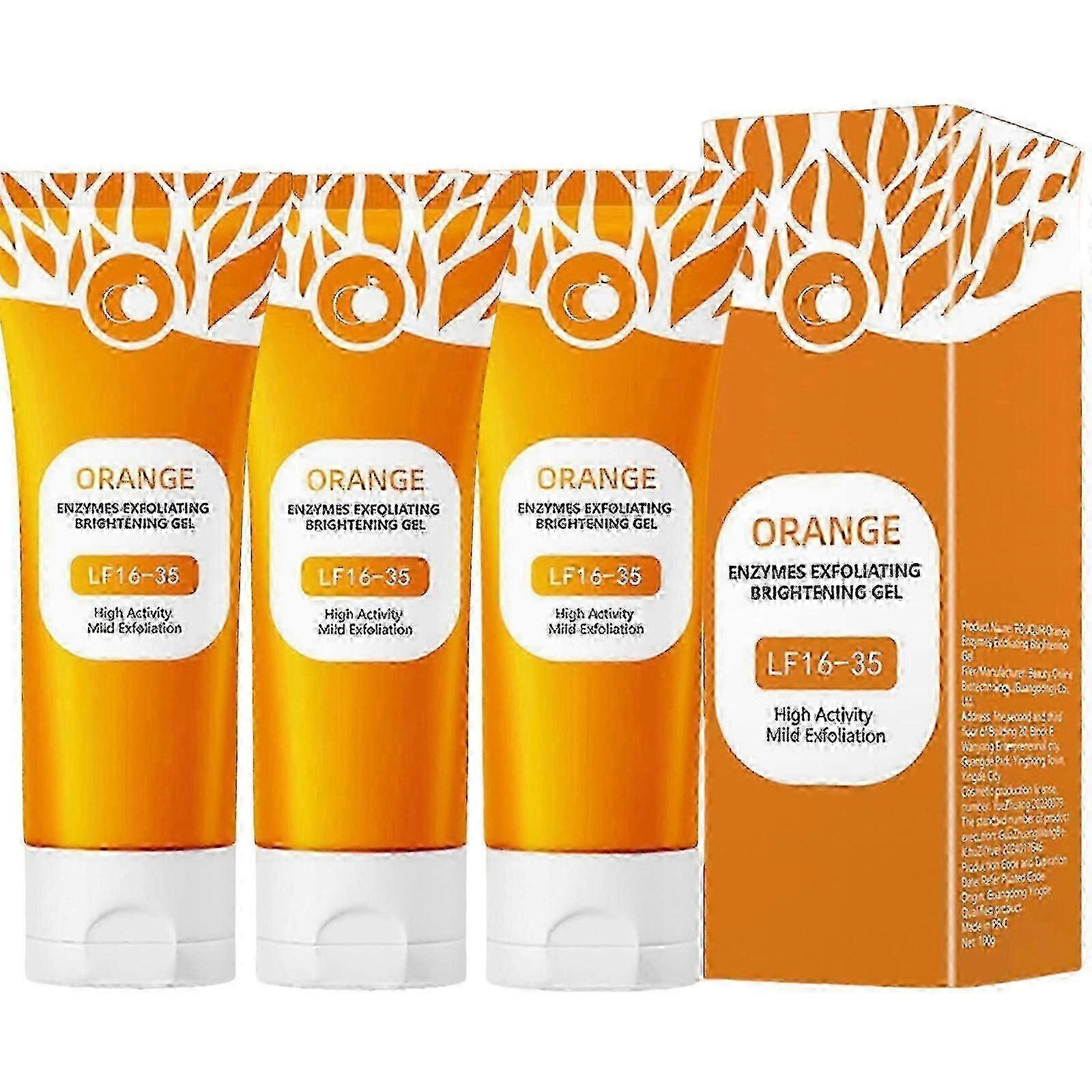 3X Orangen-Enzyme Peeling-Aufhellendes Gel Feuchtigkeitsspendend Glättend Porenverfeinernd Aufhellendes Peeling-Gel 100g 25-26