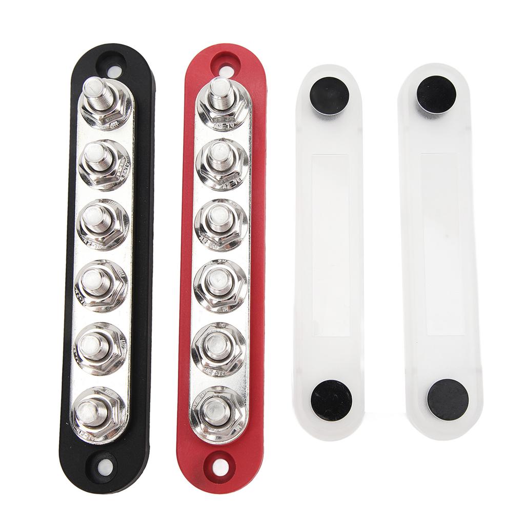 2Pcs Battery Bus Bar 6 X 5 16in M8 150A 6 Channel Power Distribution Block with Cover for Vehicle Solar Systems 12V‑48V