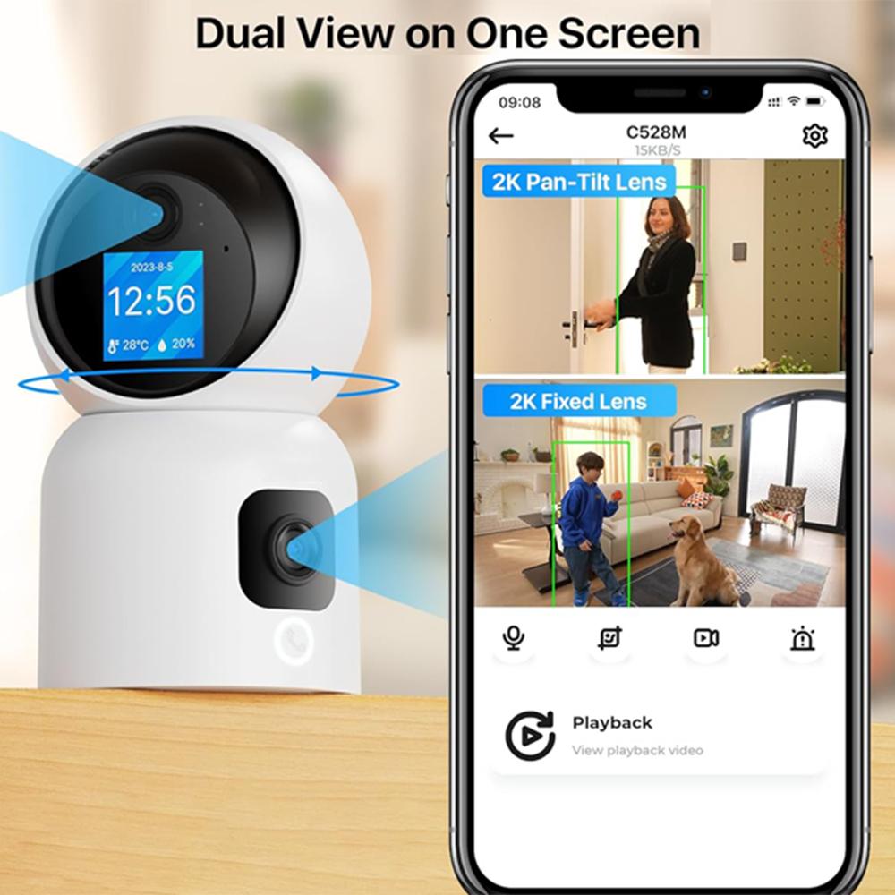

C528M 3MP Dual Lens HD Video Intercom Camera Auto-Track Anti-Theft Indoor WiFi Camera,No TF Card A