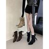 Belt Buckle Pointed Western Boots Thick Heel Fried Street Spice Girls Pants Boots Cowboy Boots Women